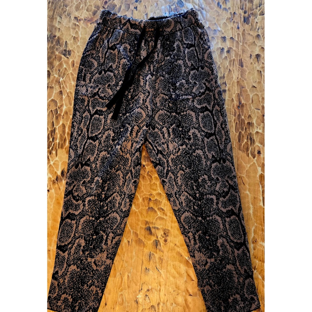 Anthropologie Brown Black Snakeskin Knit Joggers Elastic Waist Pants